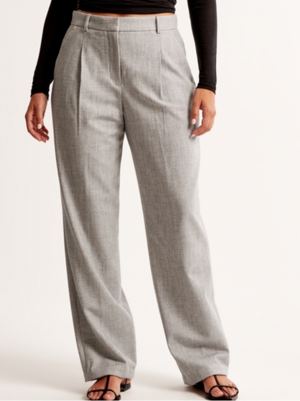 Curve Love Abercrombie High-Rise Gray Trousers for Women